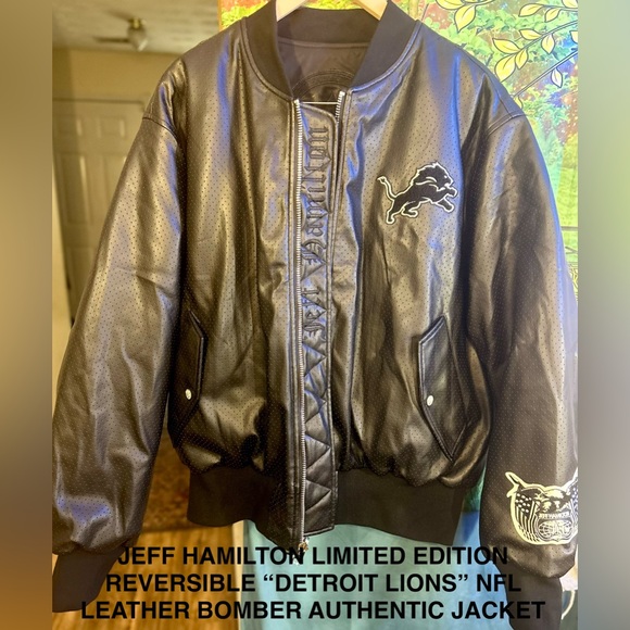 Jeff Hamilton Limited Edition Reversible NFLDetroit Lions Leather Bomber Jacket